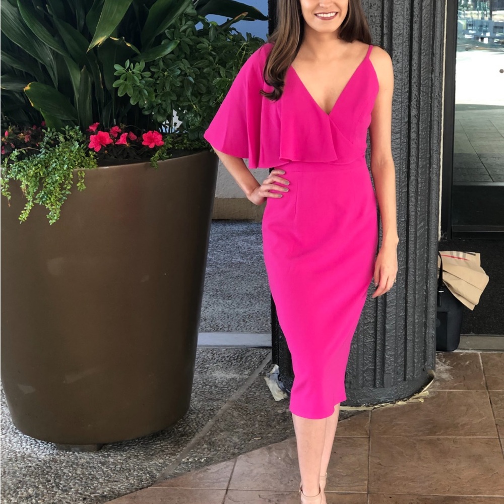 Elegant Pink Midi Dress by Dress the Population